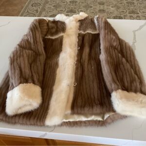 Elegant Mink Women's Jacket- Brown and Cream